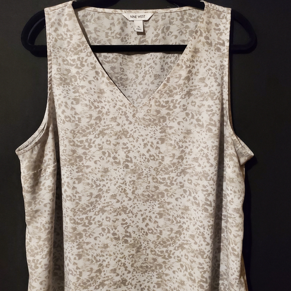 Nine West Tan and White Boxy Tank Top